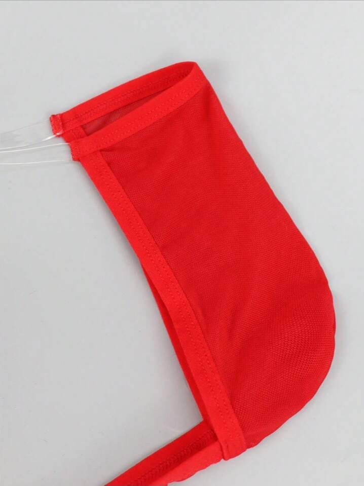 Crimson Sheer Mesh Thong